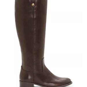 INC Fawne Genuine Leather Knee High Brown Riding Boots 7.5 W Wide Calf